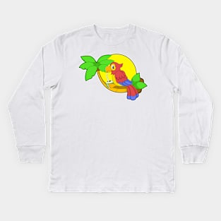 Parrot with Coconut Kids Long Sleeve T-Shirt